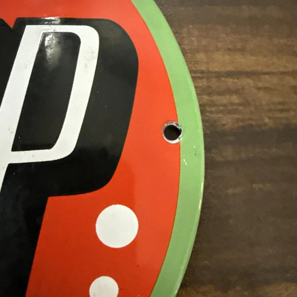 Vintage 7 Up Soda Sign - Porcelain Advertisement Store Gas Oil Pump Plate Sign‎
